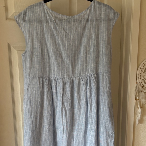 NWT Lintico 100% Linen Blue Striped Maxi Dress - Picture 9 of 13
